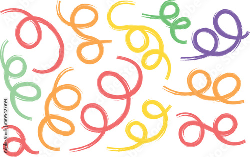 Quadro em tela Set of colorful bold curved lines Collection with Simple childish vector scribbles and squiggles