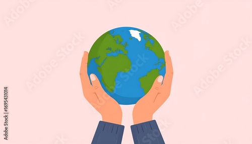 Hands Gently Cradle the Earth in this Symbolic Illustration for a Healthy Environment