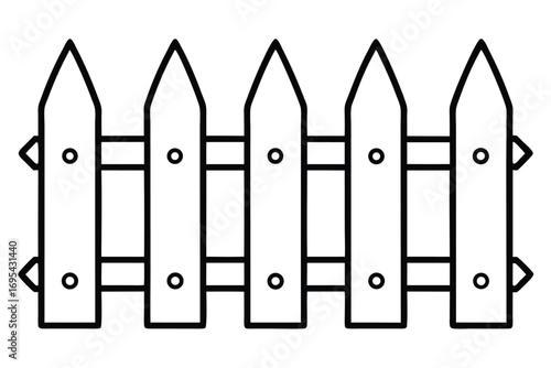 Wooden picket fence illustration garden boundary