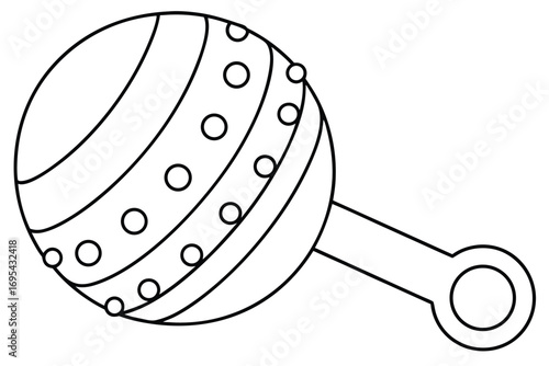Classic baby rattle line art infant simple