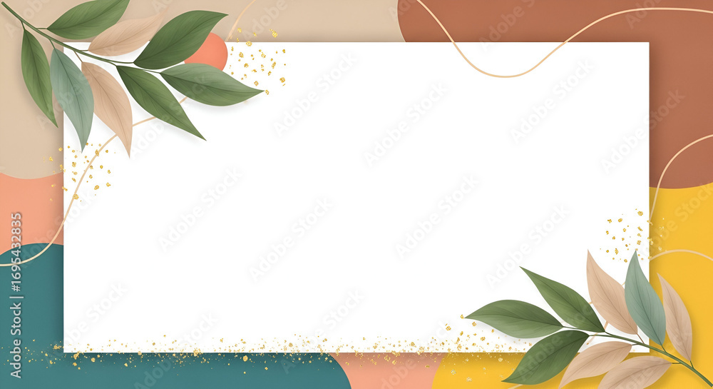 Obraz premium Elegant Botanical Frame with Earthy Tones and Golden Accents for Creative Design.