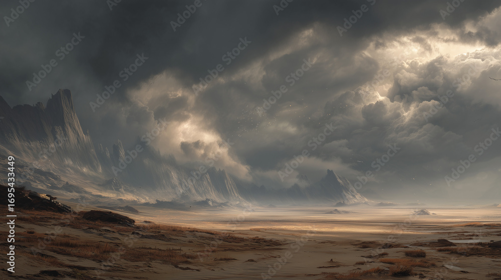 Fototapeta premium desolated landscape post apocalyptic