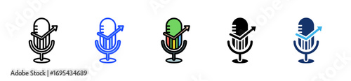 Podcast Chart Icon Collection With Multiple Styles