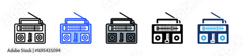 Radio Broadcast Icon Collection With Multiple Styles