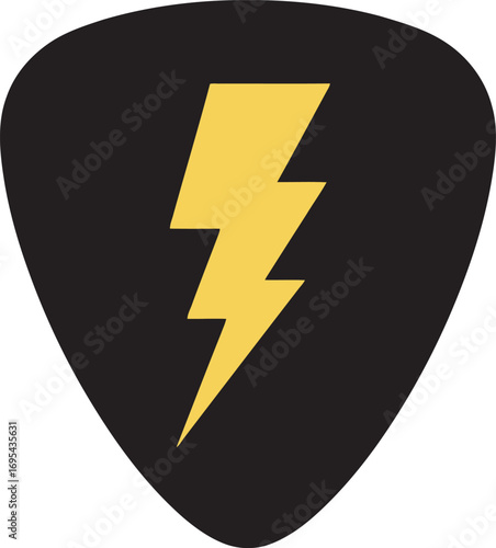 A black guitar pick with a stylized yellow lightning bolt design in the center. Free Download A black guitar pick with a stylized yellow lightning bolt design in the center. - GFXLoad