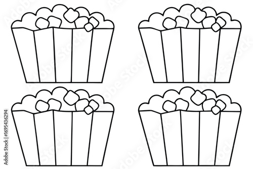 Popcorn containers with kernels food snack