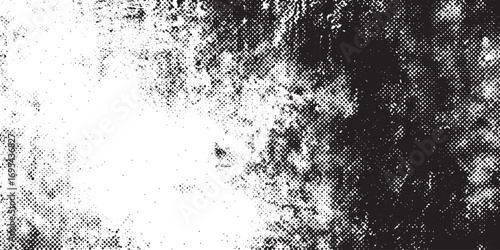 Black and White Grunge Halftone Dot Pattern Vector Background