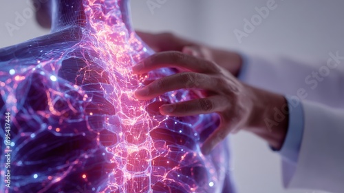 Chiropractic treatment for spinal health medical office digital art high-tech environment close-up view health concept