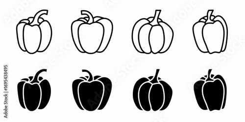 Paprika. Vector collection of paprika icon illustration. Black icon design.