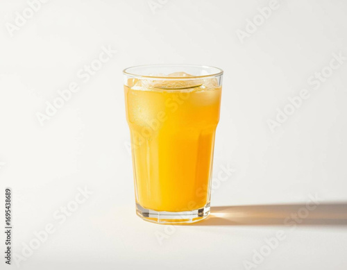 Ultra Realistic Close-Up of Orange Juice on White Background