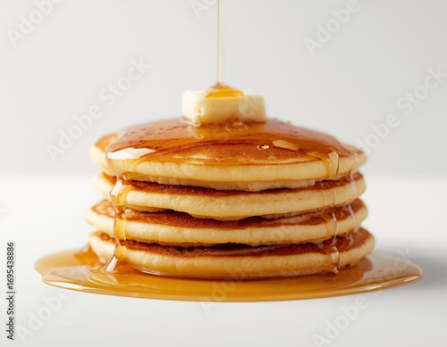 Ultra Realistic Close-Up of Pancake on White Background