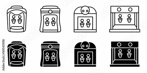 Dispensers. Vector collection of Dispensers icon illustration. Black icon design.