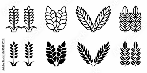 Wheat. Vector collection of Wheat icon illustration. Black icon design.
