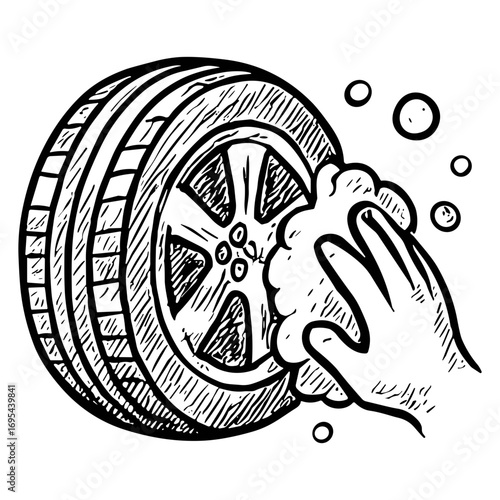 Hand Cleaning Wheel Rim