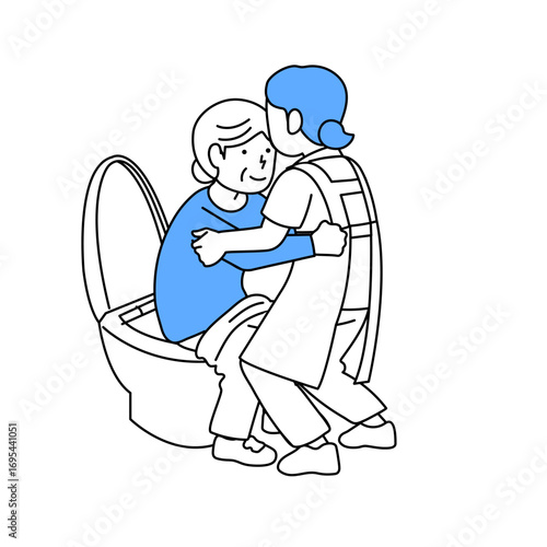 高齢者をトイレ介助する介護士
