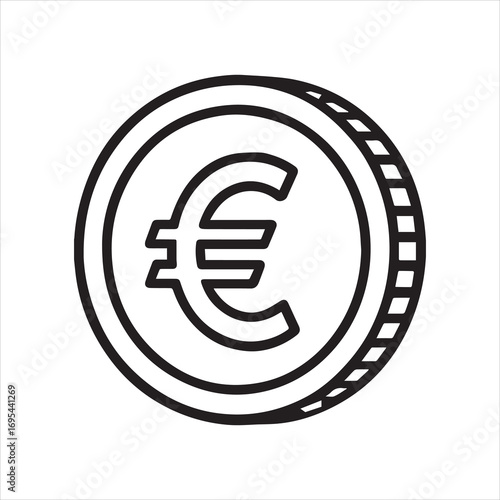 Minimalist outline of euro coin icon