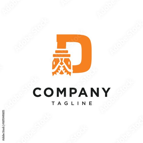 Letter D Tricone Drill Bit Logo Icon Vector