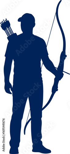 archer silhouette focused, poised, ready to strike the embodiment of precision and unwavering resolve, isolated on transparent background
