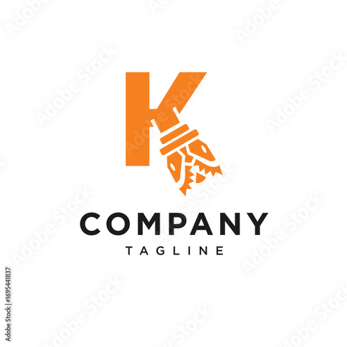 Letter K Tricone Drill Bit Logo Icon Vector