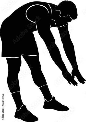 athletes pregame ritual silhouette of focused determination and impending victory, isolated on transparent background