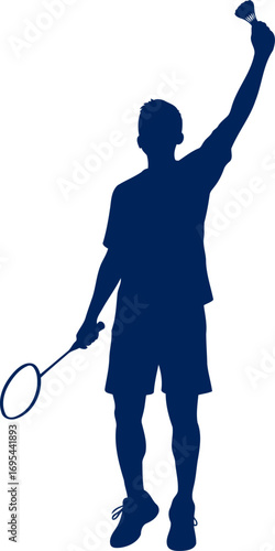 badminton champion silhouette effortless grace, triumphant victory, and the pure joy of sport, isolated on transparent background