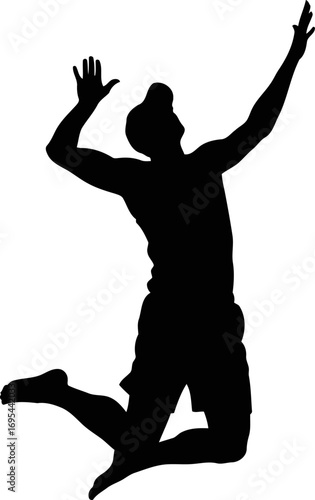 beach volleyball silhouette effortless grace, dynamic leap, triumphant moment, isolated on transparent background