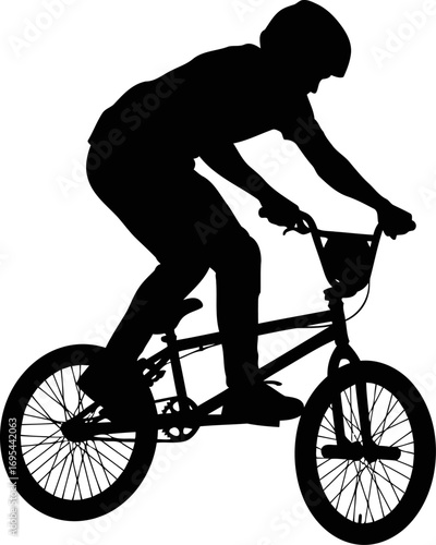bmx rider silhouette adrenaline rush, urban grit, and freestyle flair, isolated on transparent background