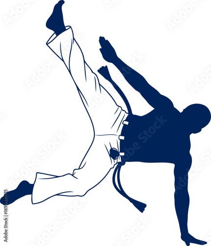 capoeira silhouette dynamic brazilian martial art, acrobatics, and cultural heritage, isolated on transparent background