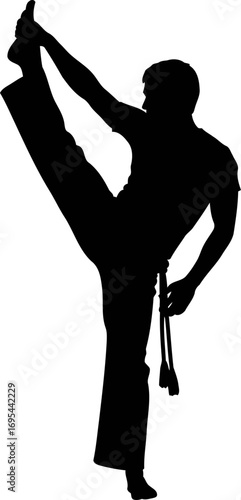 capoeira silhouette the art of flexibility, brazilian martial dance, isolated on transparent background