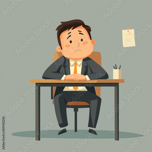 Layoff Theme Showing a Sad Employee , vector style simple color