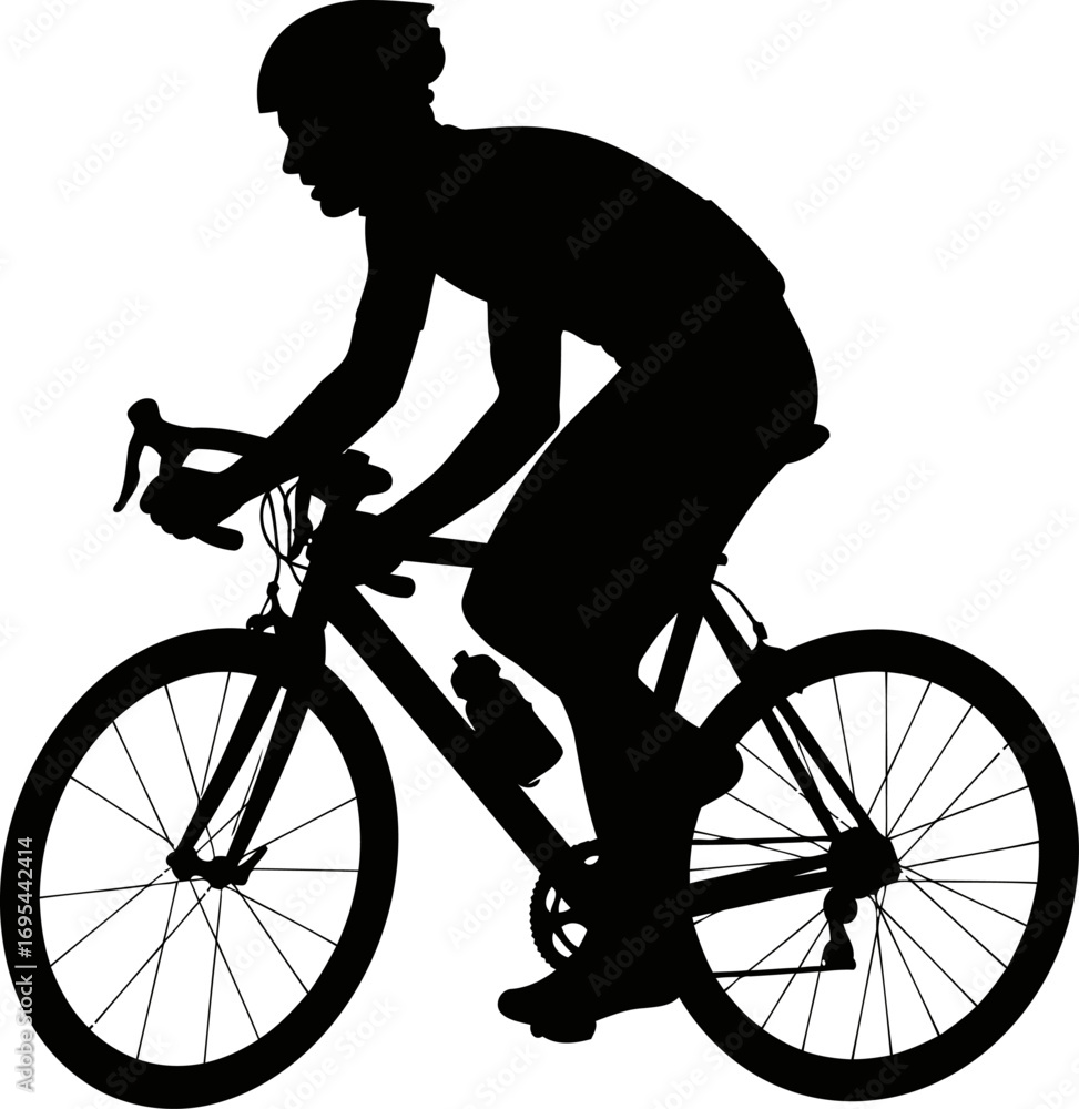 Obraz premium cyclist silhouette embracing the open road, a journey of freedom and speed, isolated on transparent background