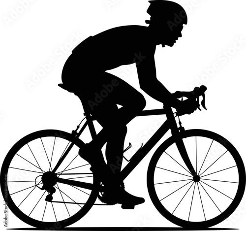 cyclist in motion silhouette of a determined rider, powerful pedal stroke, endurance and speed, isolated on transparent background