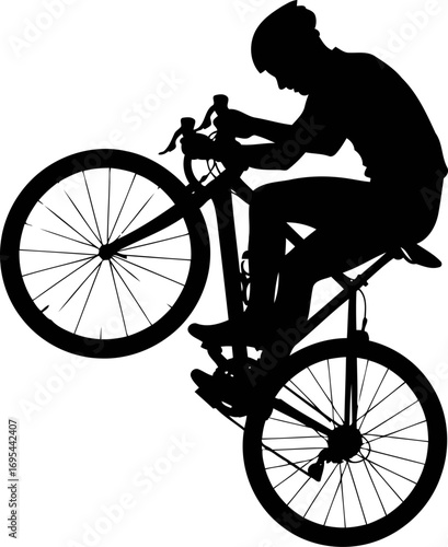 cyclist silhouette a dynamic balance of power, skill, and effortless grace, isolated on transparent background