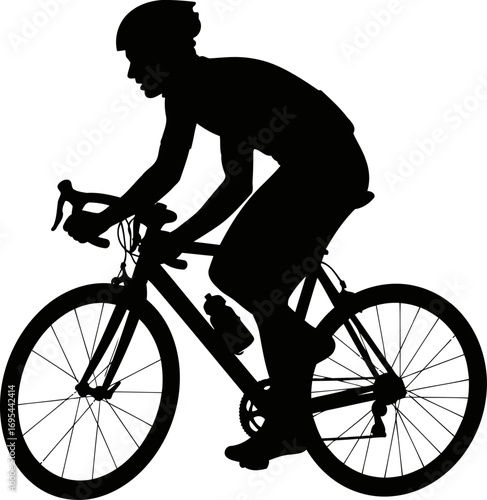 cyclist silhouette embracing the open road, a journey of freedom and speed, isolated on transparent background