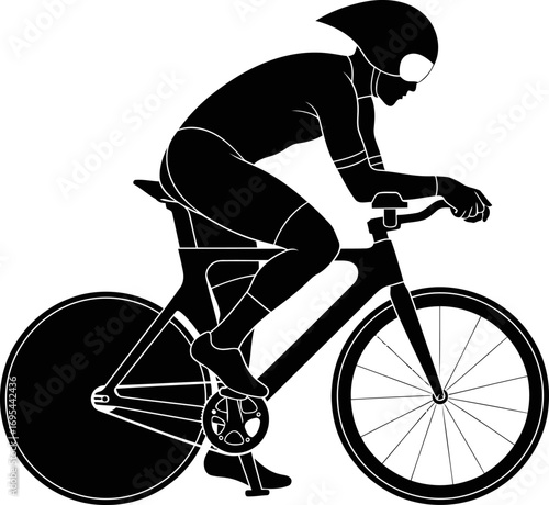 cyclist silhouette time trial power, aerodynamic speed, and unwavering focus, isolated on transparent background