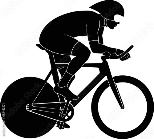 cyclist silhouette speed, endurance, and the triumph of willpower, isolated on transparent background