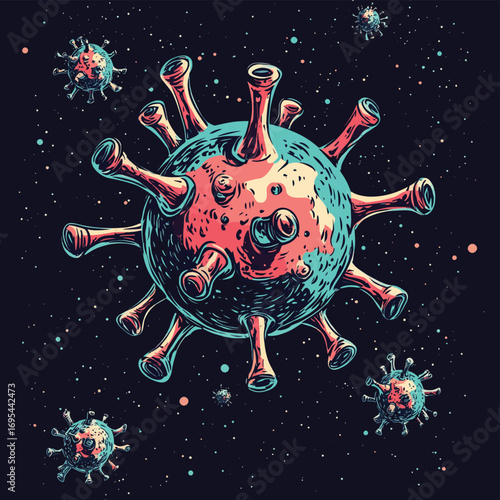 Fighting Virus , vector style simple color