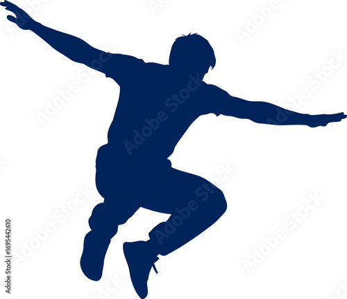 dynamic silhouette of a parkour athlete effortless leap of faith, freedom in motion, isolated on transparent background