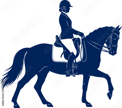 elegant equestrian silhouette grace, precision, and the deep bond between horse and rider, isolated on transparent background