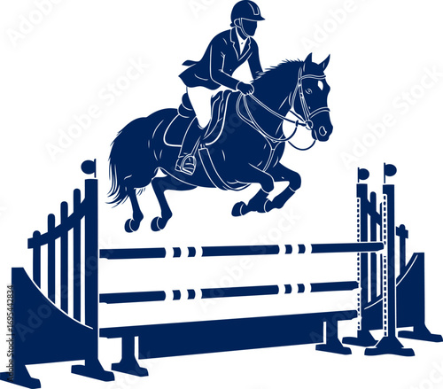 equestrian silhouette graceful leap, powerful bond, thrilling jump, isolated on transparent background