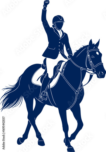 equestrian silhouette riders triumph, a winning moment, celebrating victory, isolated on transparent background