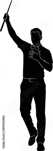 golf champion silhouette ecstasy, triumph, and celebratory victory pose, isolated on transparent background