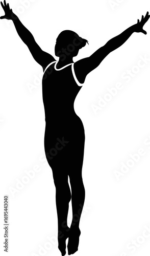 gymnast silhouette graceful leap, effortless power, unwavering balance, isolated on transparent background