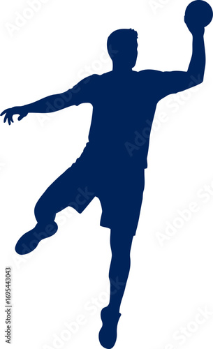 handball player silhouette dynamic action, athletic power, and the exhilaration of victory, isolated on transparent background