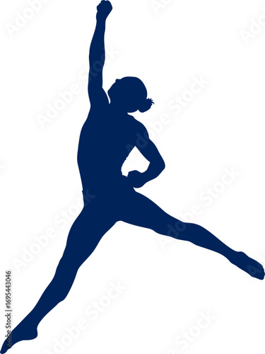 gymnasts graceful leap dynamic silhouette, effortless power, artistic movement, isolated on transparent background