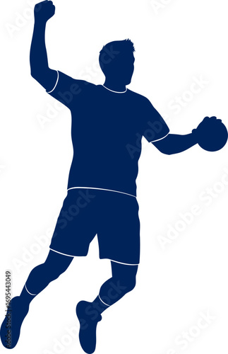 handball player silhouette dynamic leap, effortless grace, and the thrill of victory, isolated on transparent background