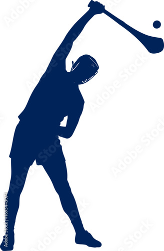 hurling silhouette power, precision, and the dynamic strike of an irish athlete, isolated on transparent background
