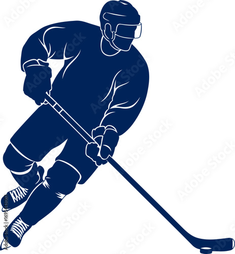 ice hockey player silhouette speed, power, and the pursuit of the puck, isolated on transparent background