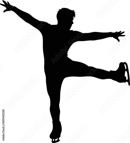 ice skating silhouette graceful spin, effortless balance, winter sport elegance, isolated on transparent background