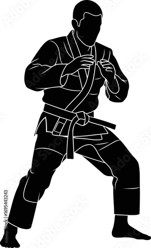 jiujitsu grappler silhouette the silent strength of a martial art master, isolated on transparent background